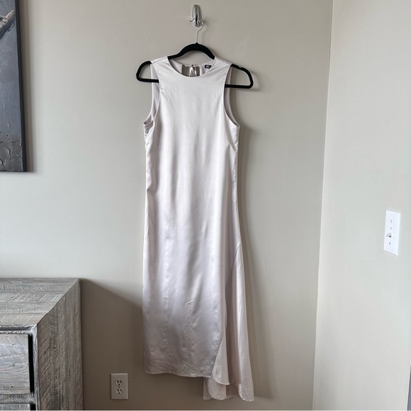 ZARA-ASYMMETRICAL Satin Tie Back Midi Sleeveless Dress (Size:Small) - Picture 2 of 9